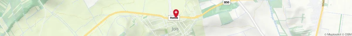 Map representation of the location for Apotheke Jois (Filialapotheke) in 7093 Jois
